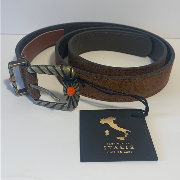Cuoieria Artigiana Made in Italy Women’s Suede/Leather Belt S/M Brown‎ NWT main image 6